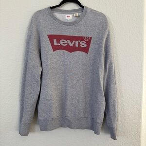 Levi's Crewneck Sweatshirt Men’s M‎ Gray Classic Red Graphic Logo Casual Relaxed